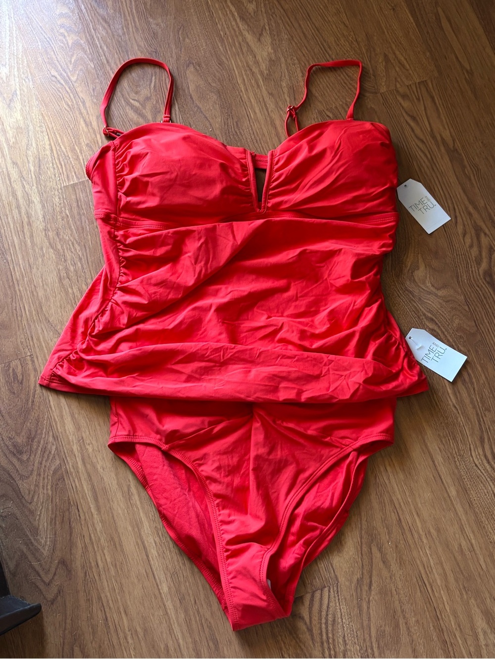 Red Two-Piece Tankini Swim Set